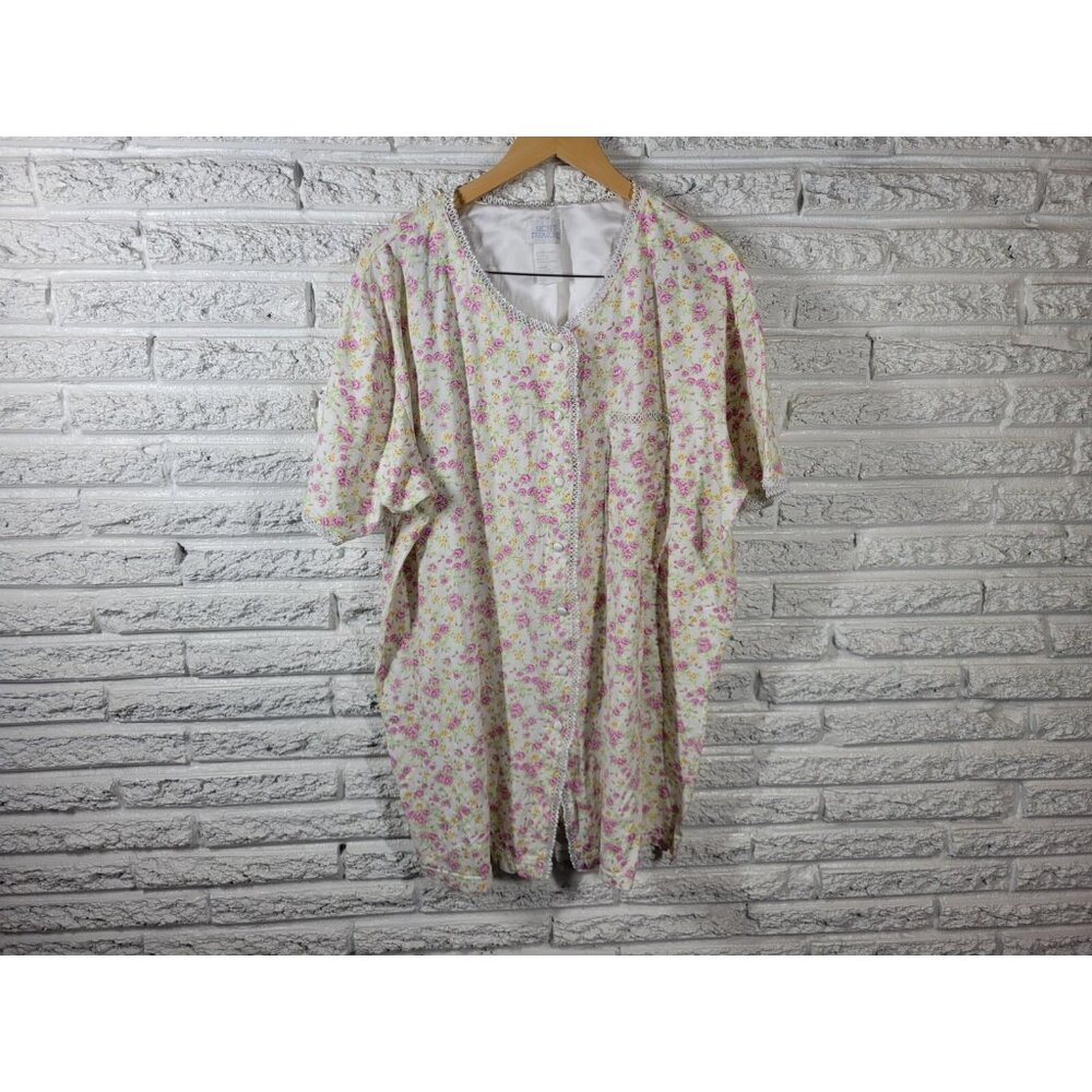 Secret Treasures Women Robe 2X Plus Short Sleeve Button Lightweight FLO42E